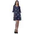 thumbnail image 2 of Moomaya Drawstring Mini Dress Printed Poly Crepe Women Ruffle Sleeve Shirt Dress, 2 of 4