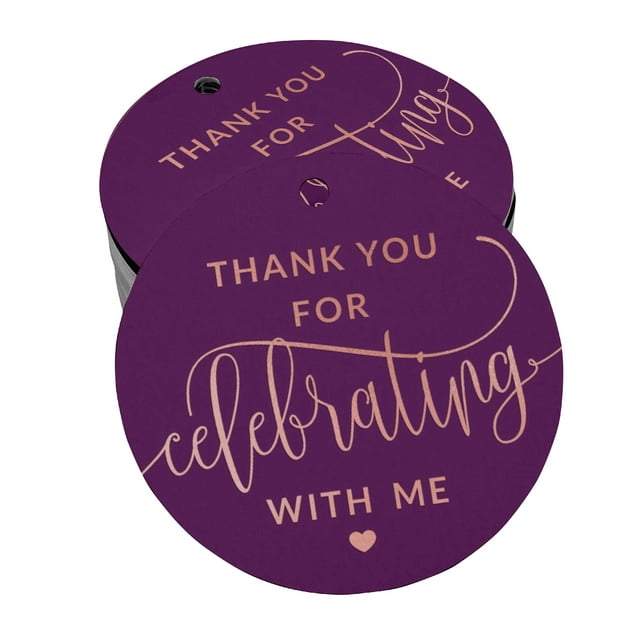 Inkdotpot 50 Pack Thank You For Celebrating With Me Birthday Favor Paper Tags Craft Real Rose Gold Foil Hang Tags