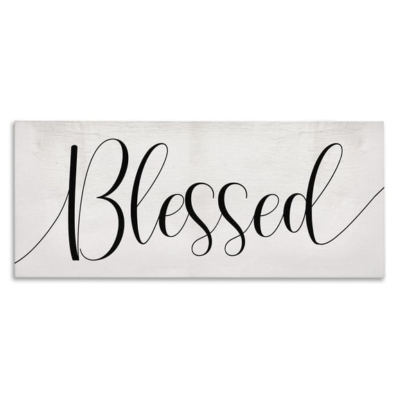 Stupell Industries Rustic Lodge Bold Blessed Script Typography Charming Off-White Canvas Art, 24 x 10, by Lil' Rue