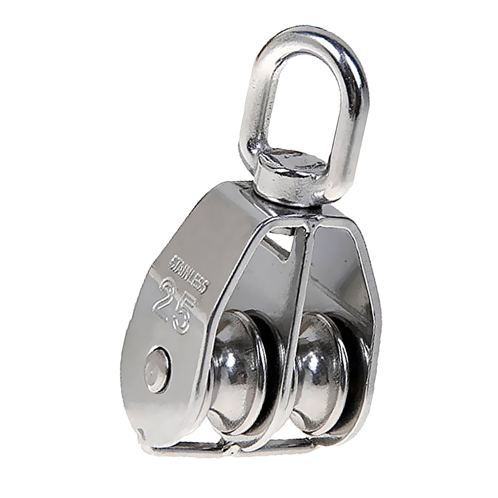 1Pc Stainless Steel Pulley Rope Pully Lifting Wheel Double Swivel Block M20 