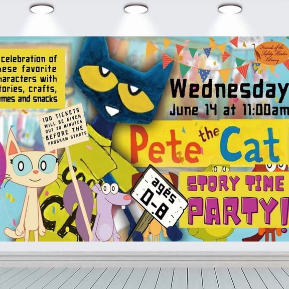 Pete the Cat Party Supplies Backdrop Banner Poster Birthday Decorations Background for Photography Taspestry