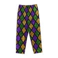 thumbnail image 4 of Balery Mardi Gras Shiny Green Purple print Women's Pajama Pants,Ultra Lightweight Pjs,Lounge Pant-Large, 4 of 9