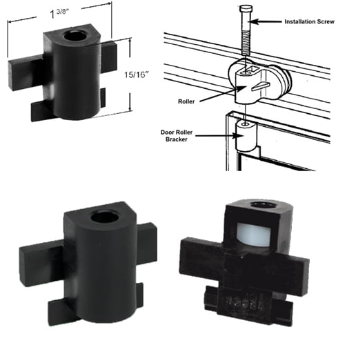 Black Plastic Framed Sliding Shower Door Roller Support Assembly