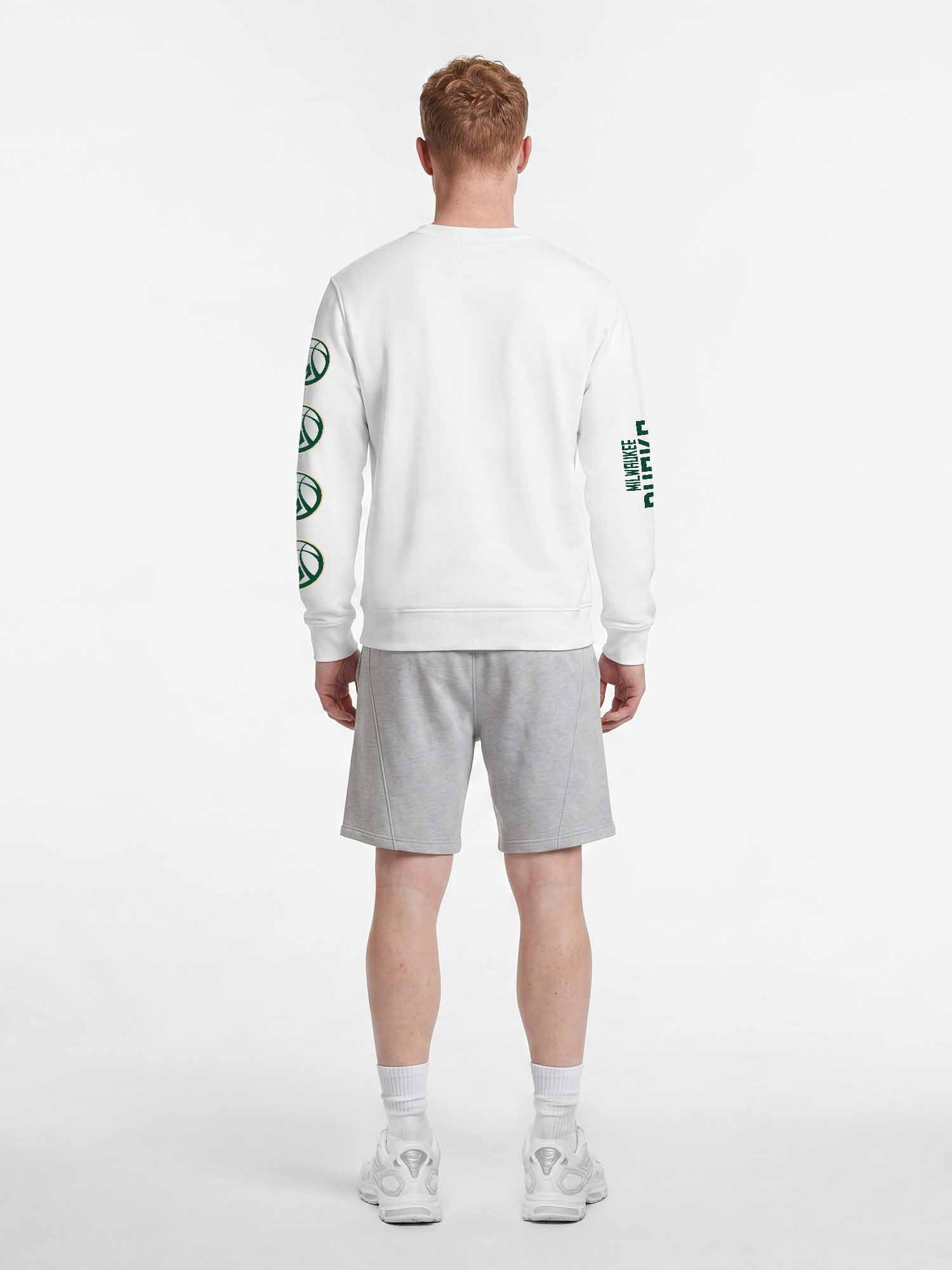 Milwaukee Bucks Reebok Mens White Crew Sweatshirt