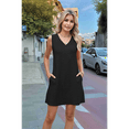 thumbnail image 5 of Ladies Solid Color Sleeveless V-Neck Pocket Dress Black S, 5 of 7