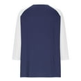 thumbnail image 5 of Cowsor Girl's Casual 3/4 Sleeve T Shirts Button V Neck Tunic Blouses Color Block Basic Tee Tops Loose Fit Summer Shirt, 5 of 6