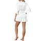 thumbnail image 3 of INSPIRE CHIC Bata de seda para mujer con mangas 3/4 y cinturón, ropa de casa XL blanca, 3 of 6