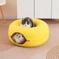 thumbnail image 6 of Large Cat Tunnel Bed for Indoor Cats with 3 Toys, Scratch Resistant Donut Cat Bed, Up to 30 Lbs (L 24x24x11, Yellow), 6 of 11