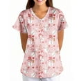 thumbnail image 6 of Garbnen Christmas Scrubs Tops for Women V Neck Short Sleeve Womens Business Casual Tops Holiday Print Nurses Working Uniforms with Pockets S-5XL, 6 of 6