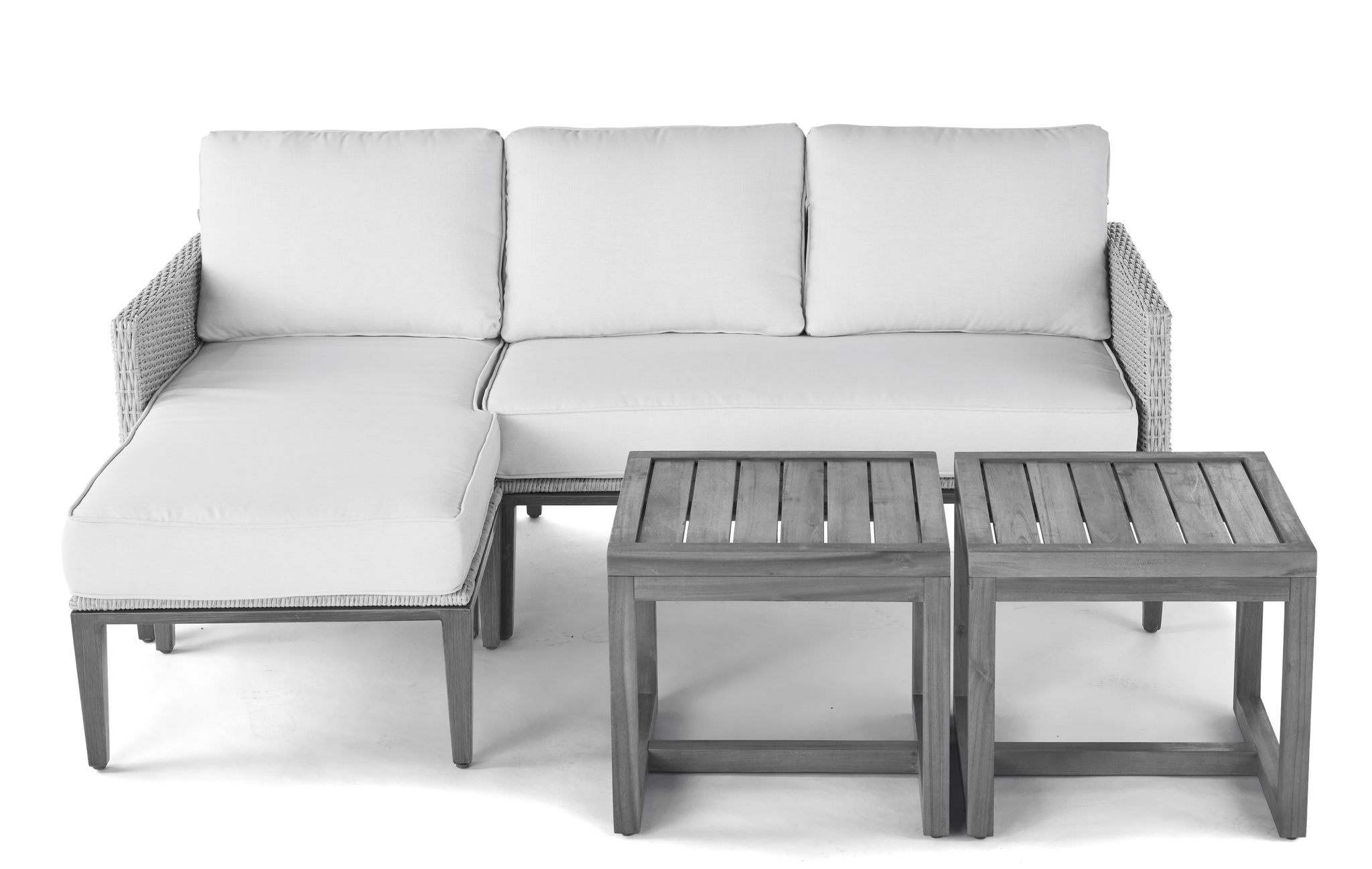 Better Homes & Gardens Davenport Sofa Lounger with Two Acacia Wood Table with Cushions - White - image 5 of 11