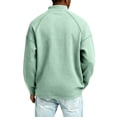 thumbnail image 5 of GrmtClth Men's Grid Waffle Texture 1/4 Zipper Pullover Tops Long Sleeve Half Zip Mock Neck Soft Comfortable Golf Daily Street Sweatshirts Light Green 4XL, 5 of 7