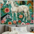thumbnail image 2 of Orinice Horses Flowers White Horse Tapestry Wall Hanging Unique Style Graphic Tapestries Home Wall Decor Art for Living Room Bedroom Apartment Farmhouse Dorm 60x50inch, 2 of 6