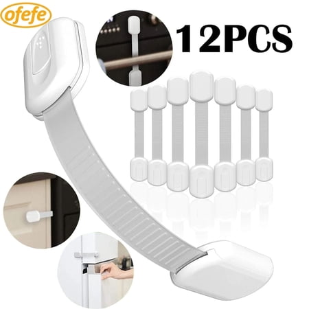OFEFE 12-Pack Baby Proof Lock Child Safety Cabinets Proof Safes Quick and Easy 3M Adhesive Cabinet Drawer Door Latches No Screws for Furniture