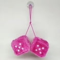 thumbnail image 2 of TRIANU Fuzzy Plush Dice for Car Mirror, 2 Pack Retro 3” Pink Dice with White Dots for Car Interior Hanging Ornament Decoration, 2 of 6