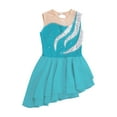 thumbnail image 3 of YONGHS Kids Girls Shiny Diamond Sleeveless Ice Skating Dance Dress Mesh Splice Ballet Dance Leotard Turquoise 6, 3 of 5