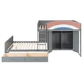 thumbnail image 5 of Harper & Bright Designs Full Size Offset Bunk Bed with Wardrobe & Drawers, Wood Space-Saving Bunk Bed Full over Full Size with Built-in Closet, Hanging Rod, Upholstered Guardrail & Storage, Gray, 5 of 20
