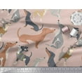 thumbnail image 2 of Soimoi Pink Poly Georgette Fabric Cute Dog Print Sewing Fabric Yard 42 Inch Wide, 2 of 3