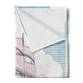 thumbnail image 2 of Vintage Nautical Tattoo Soft Flannel Fleece Throw Blanket, Windjammer Sailboat Dreamy Colors Sea and Sky, Cozy Plush for Indoor and Outdoor Use, 50" x 60", Ivory Pastel Pink, by Ambesonne, 2 of 5