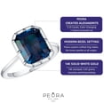 thumbnail image 4 of PEORA 5.25 Carats Created Alexandrite Ring in 14K White Gold, Color-Changing Emerald Cut, Size 4, 4 of 5