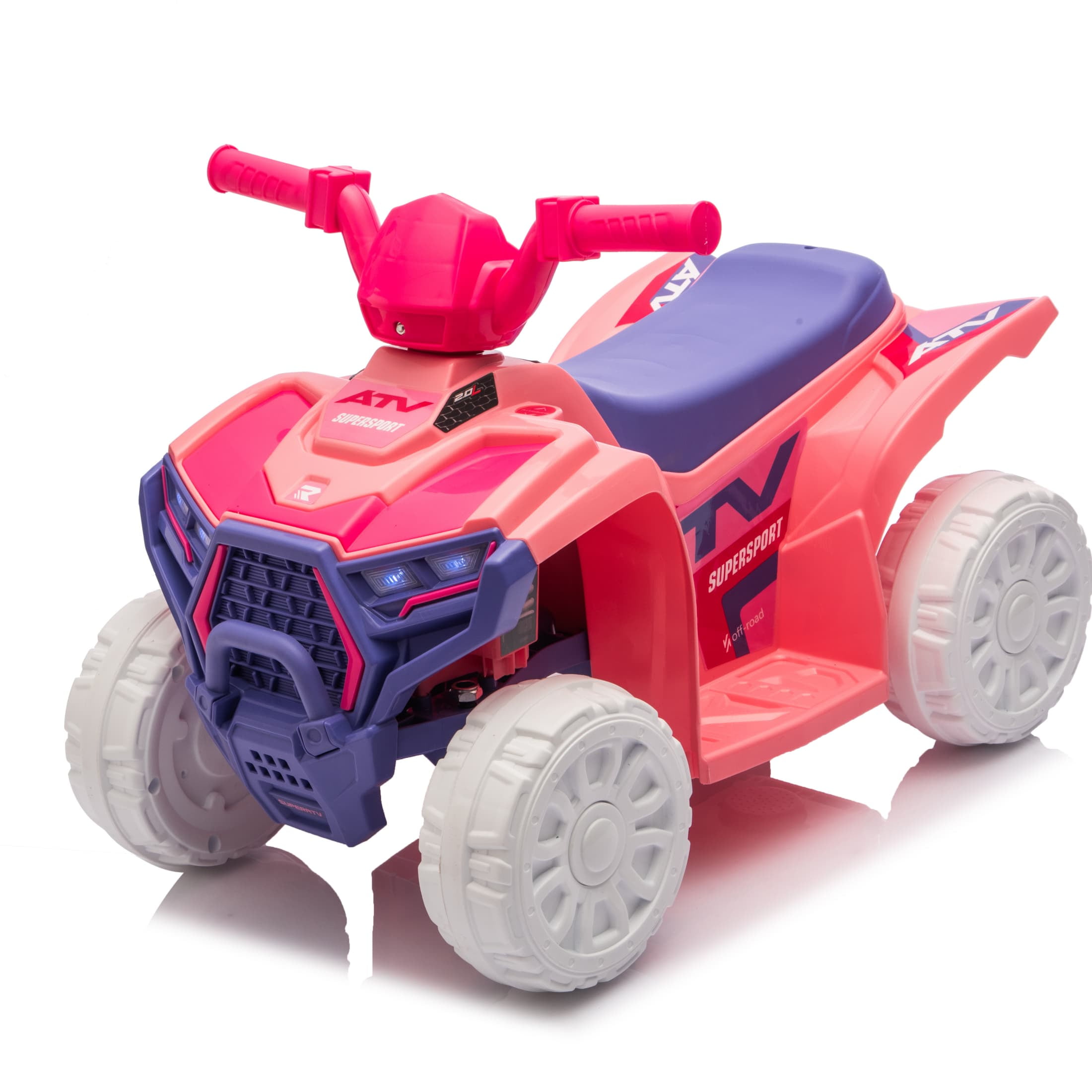 6V Carros Eléctricos Para Niños, 4-Wheeler Quad ATV Play Car w/ 2.5MPH Max Speed, iYofe Ride on Toys w/ Treaded Tires, LED Lights, Push-Button Accelerator, Big Wheels for Kids 2-6,Pink