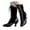 Black, variant on Kitten Heels Combat Boots for Women Vintage Gothic Leather Lace up Mid Calf Riding Boots