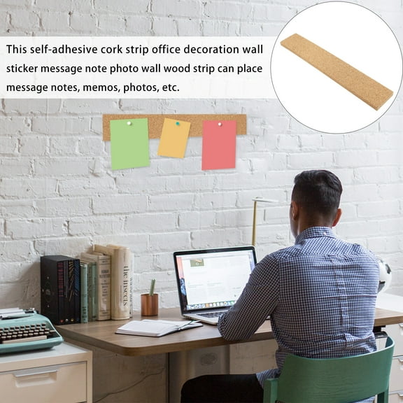 Kesenlong Cork Memo Board Strip 2pcs Cork Board Strips Cork Bulletin Bar Strips Frameless Memo Board for Office