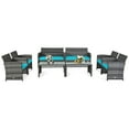 thumbnail image 1 of Gymax Ensemble de Conversation d'Extérieur en Rotin pour Patio 8 Pcs avec Coussin Turquoise, 1 of 10