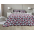 thumbnail image 1 of Rose Comforter & Sham Bedding Set, Vintage Blue Background with Sketchy Flowers in Pink Shades Nostalgic Theme, 3 pcs Duvet Set Microfiber Filling Quilt, 5 Sizes, Pale Blue and Magenta, by Ambesonne, 1 of 4