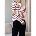 thumbnail image 4 of Women'S Round Neck Striped Cropped Knit Cardigan Red S, 4 of 8