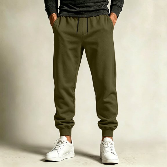 Bnwani Men Pants, Casual Multi Pocket Drawstring Elastic Waist Solid Color Sports Pants