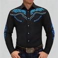 thumbnail image 2 of BUWTTED Western Shirts for Men Embroidered Long Sleeve Button Down Regular Work Dress Spring Fall Cowboy Black2 Shirts S-XXXL, 2 of 6