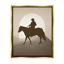 Stupell Industries Cowboy & Mountains Animals & Insects Painting Gold Floater Framed Canvas Art Print Wall Art, 17 x 21