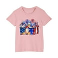 thumbnail image 3 of Jinhomg Summer Shirts for Girls 2025, Fashion America Flag Patriotic Tees Casual Short Sleeve 4th of July Tops Toddler Kids Holiday Party Clothes Pink 3 Years, 3 of 9