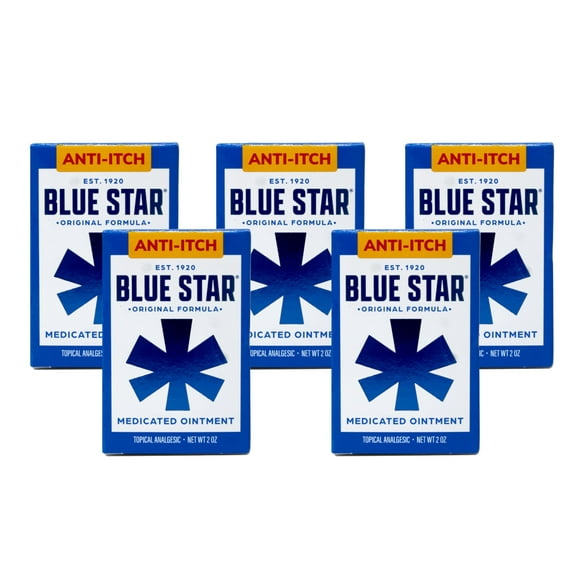 Blue Star Original Ointment W/ Soothing Aloe Anti-Itch Relief, 2 Oz, 5-Pack