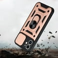 thumbnail image 3 of Sturdy Case for Apple iPhone 12 Mini (Not 12) with Slide Camera Window, Heavy Duty Military Grade Protection Phone Cover Built-in 360°Rotate Ring Stand for Apple iPhone 12 Mini SJ Rose Gold, 3 of 14