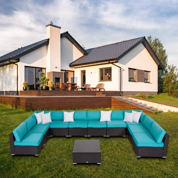 Kinbor 11pcs Outdoor Sectional Patio Furniture Pe Wicker Rattan Sofa