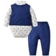 thumbnail image 2 of famuka Traje formal de 3 piezas para bebé niño con lazos, chaleco, esmoquin para caballero (azul marino 3 18-24 meses), 2 of 5