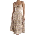 thumbnail image 4 of Vestido moldeador de cintura con corpiño floral para mujer, con cremallera, cuello en forma de corazón, sin mangas, con abertura, vestidos de verano plisados, 4 of 5