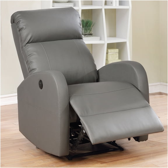 JERFIT Power Recliner Chair with USB Charging, Electric Lift Recliner for Small Spaces, PU Leather Reclining Chair with Push Button, Grey