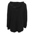 thumbnail image 4 of Women Blouses Dressy Casual Fall Comfy V-Neck Long Sleeve Mitten- Cold Shoulder with Pocket Solid Color Leisure Cotton Hoodies Sweatshirts(Black,XXL), 4 of 5