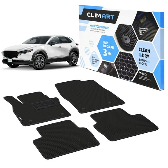 CLIM ART All-Weather Car Floor Mats Compatible with Mazda CX-30 2020-2026, Custom-Fit Heavy-Duty Floor Liners for Cars & SUVs, Car Accessories for Men & Women, Black - FL011420117