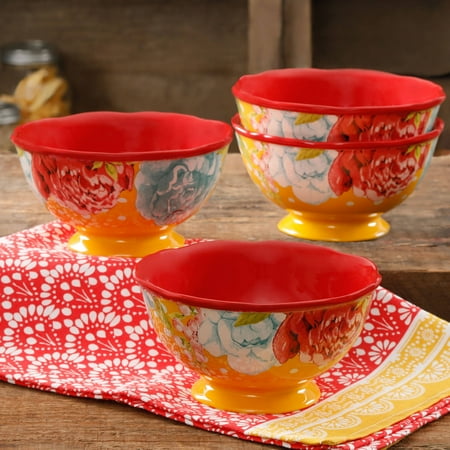 The Pioneer Woman Blossom Jubilee 6" Footed Bowl Set, Set of 4