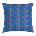 thumbnail image 1 of Floral Throw Pillow Cushion Cover, Vibrant Tones of Blooming Lilies Phloxes Garden Art Nature Composition, Decorative Square Accent Pillow Case, 16" X 16", Azure Blue Multicolor, by Ambesonne, 1 of 2