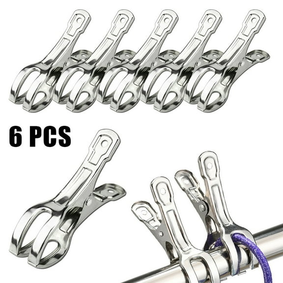 6pcs Stainless Steel Large Beach Towel Clips Multipurpose Clothespins Clothes Pegs Pins Hanger Clamp Household Clothespin