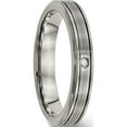 thumbnail image 5 of Titanium Polished With Cz 3.75mm Grooved Comfort Fit Band (Size 9.5) Made In China tb470-9.5, 5 of 5