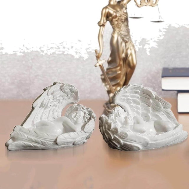 VONKY Resin White Angel Statue Desktop Decor Collection Window Props Christmas lie down right think