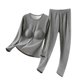 thumbnail image 2 of Conjuntos de ropa interior térmica para mujer, otoño e invierno, suave, cálida, de manga larga, cuello redondo y sujetador incorporado, ropa interior térmica adecuada para climas fríos, parte superior, 2 of 3