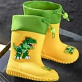 thumbnail image 6 of Hpapadks Rain Boots Kids Non Comfortable Outdoor Play Shoes Cartoon Printed Mid Top Cute Water Shoes Kids Waterproof Boots Yellow, 6 of 7