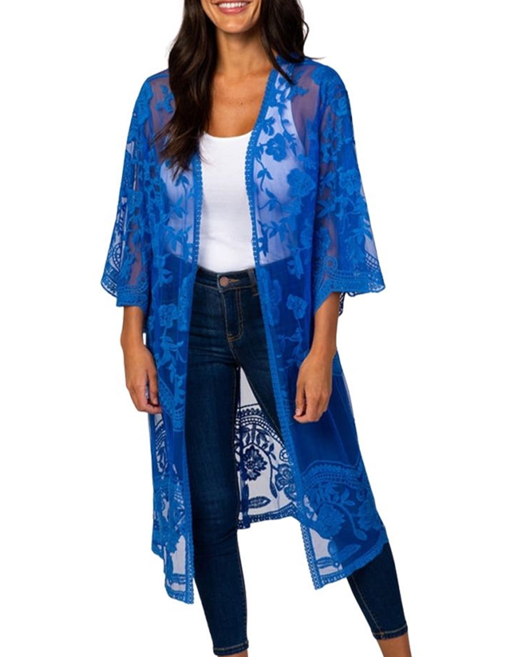 Bsubseach Women Swimsuit Cover up Mesh Lace Swimsuit Kimono Cover ups