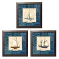 thumbnail image 2 of Gango Home Decor Sailing Themed Nautical Ocean Decor; Three 12x12in Art Prints in Brown Frames, 2 of 7